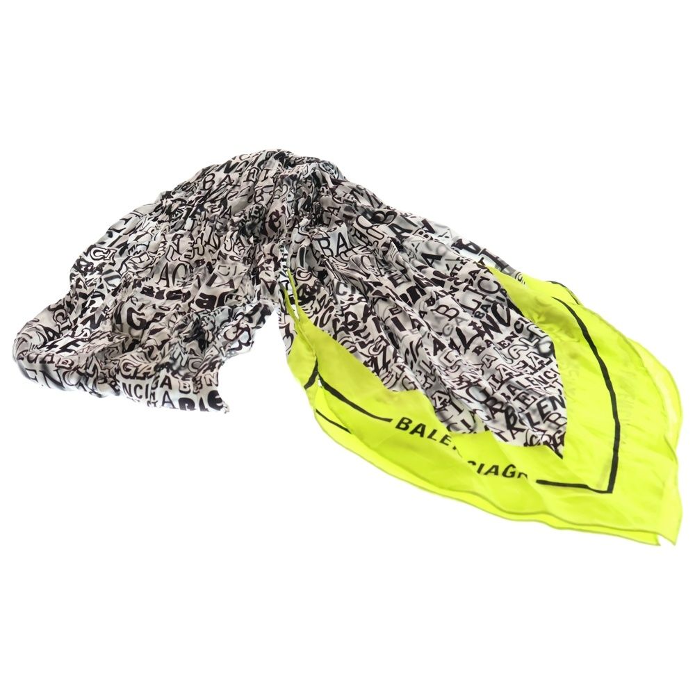 BALENCIAGA (バレンシアガ) スカーフ ホワイト×ブラック×イエロー