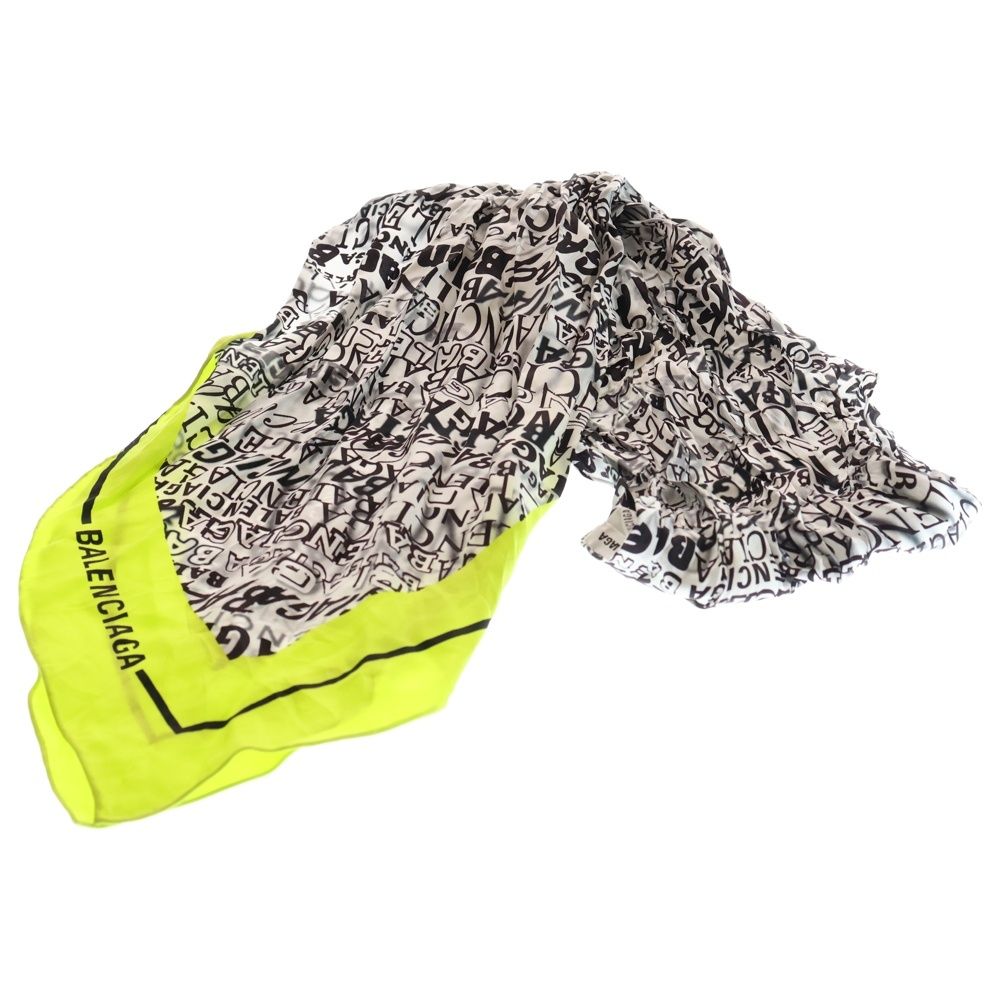 BALENCIAGA (バレンシアガ) スカーフ ホワイト×ブラック×イエロー