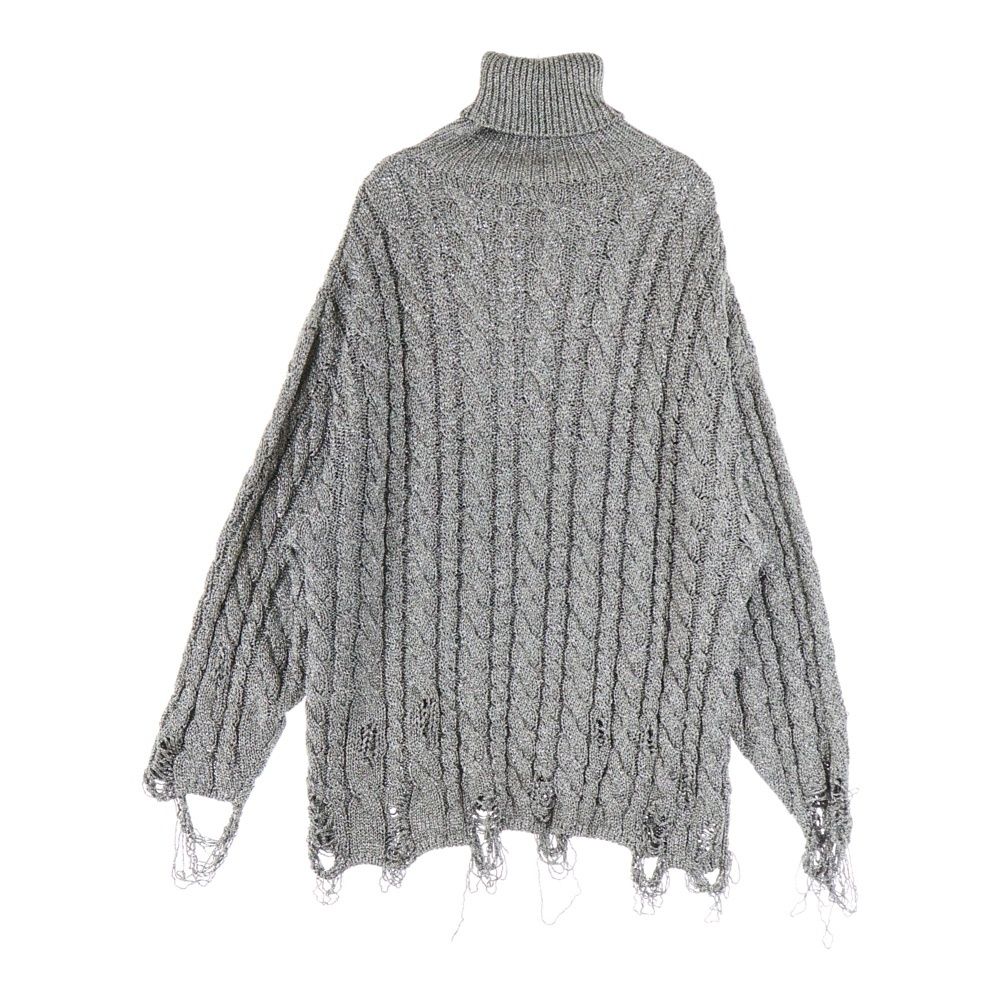 BALENCIAGA (バレンシアガ) LAME DESTROYED TURTLENECK KNIT ラメ