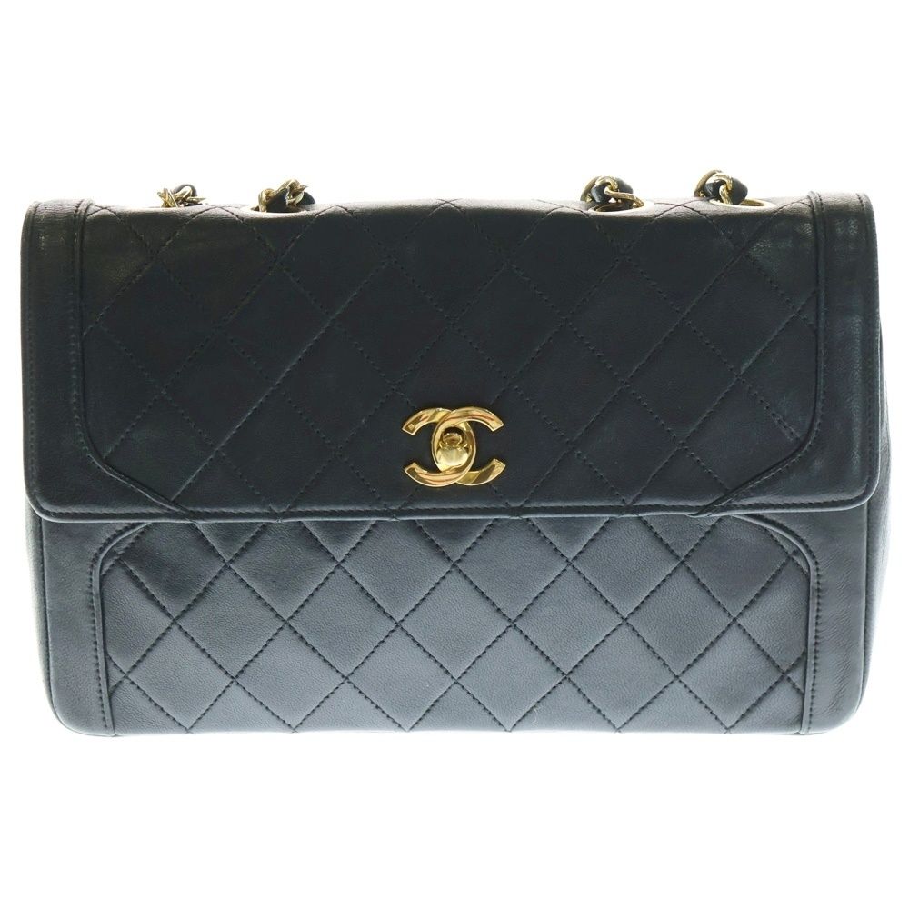 CHANEL シャネル マトラッセ25 ココマーク ラムスキン Sフラップ Wチェーン レザーショルダーバッグ ブラック GD金具