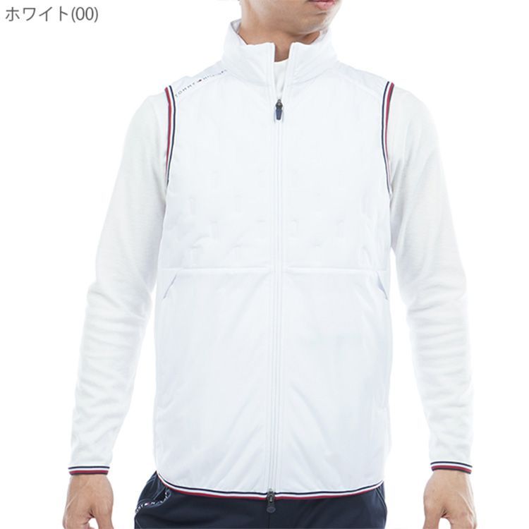 トミーヒルフィガー ゴルフ ベスト メンズ ジャケットベスト キルトベスト ハイネック 中綿 ストレッチ 防風 ゴルフウェア ブランド 無地 ロゴ 秋 冬 THMA 577