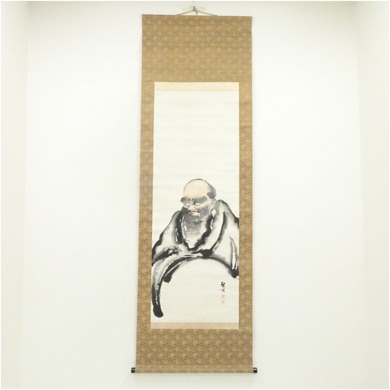 長澤笛畝筆 達磨図 肉筆紙本掛軸（保護箱） 掛け軸 床の間 書 おしゃれ