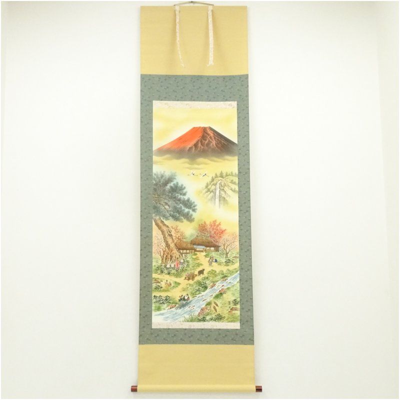 掛軸 儲かる一峰 蒼生 筆　縁起物 共箱 蒼生筆 儲かる一峰 肉筆絹本掛軸（共箱） 掛け軸 床の間 書 おしゃれ