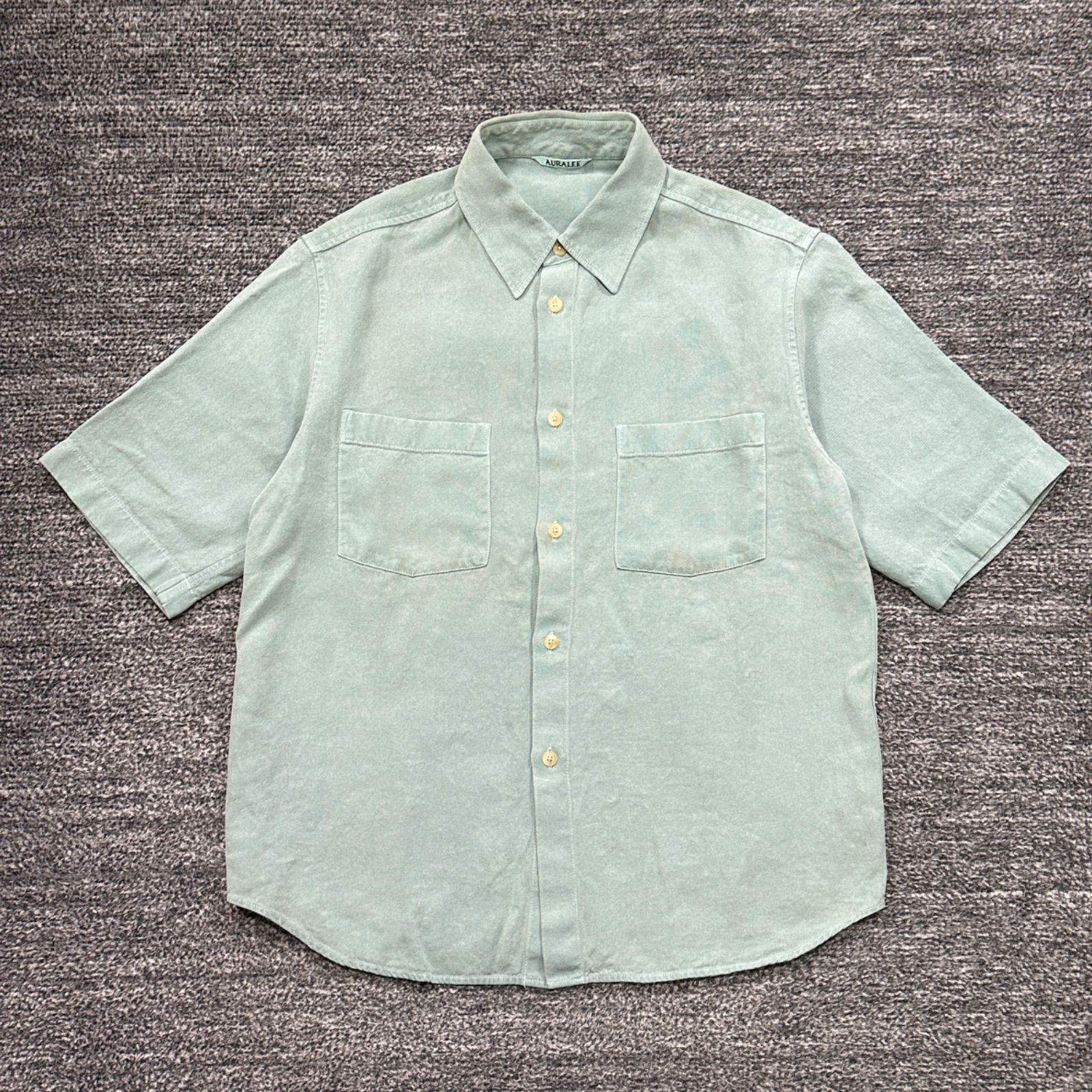 AURALEE WASHI DUCK CANVAS HALF SLEEVED SHIRTS 3 グリーン