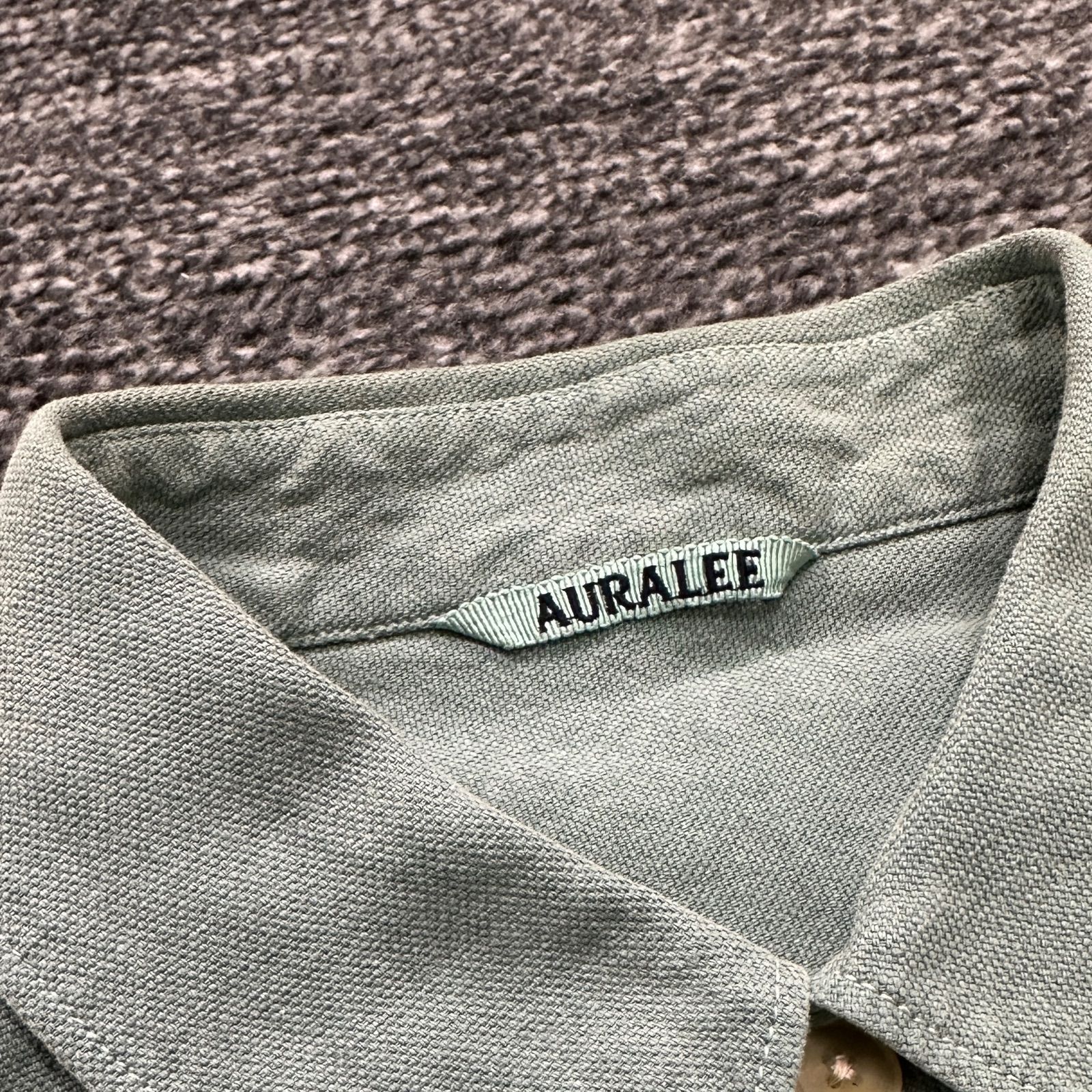 AURALEE WASHI DUCK CANVAS HALF SLEEVED SHIRTS 3 グリーン