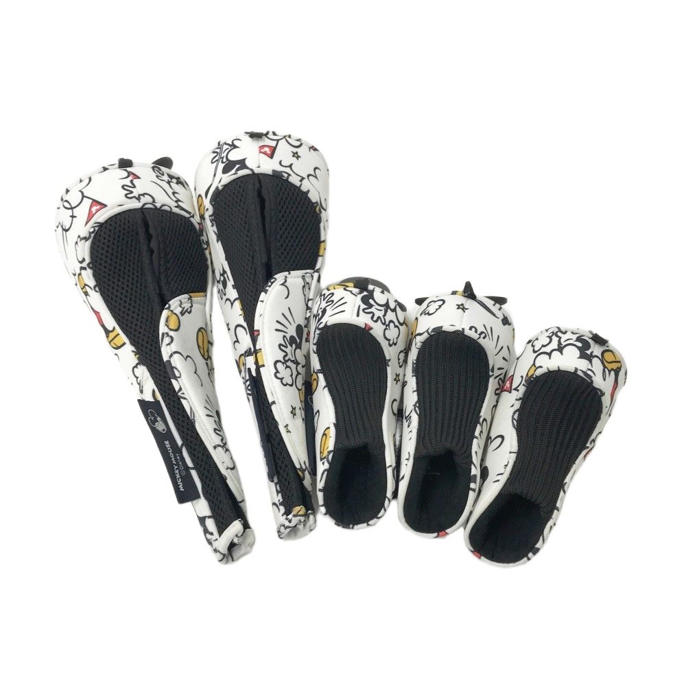 PEARLY GATES パーリーゲイツ ×Disney ヘッドカバー 5点セット ミッキー ホワイト系 FW 2 UT 3 ゴルフウェア ストスト