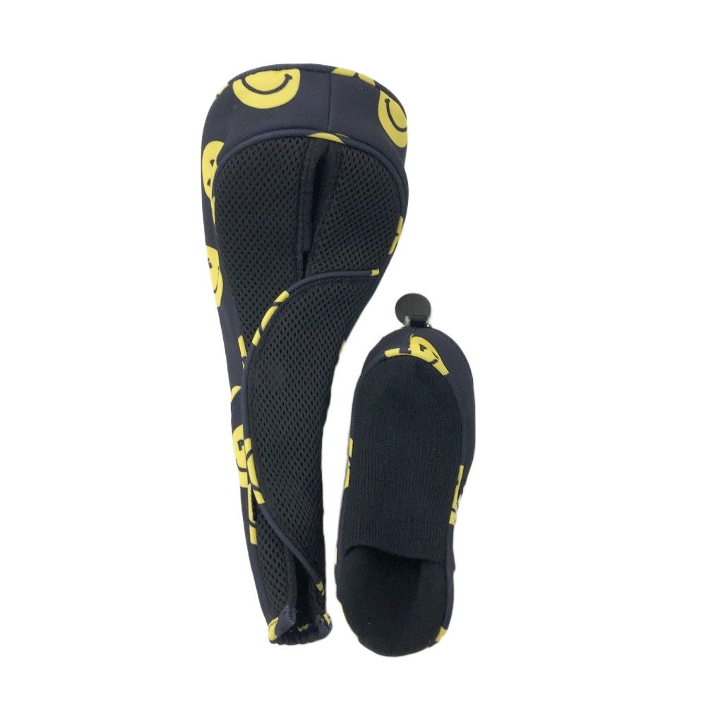 PEARLY GATES パーリーゲイツ ヘッドカバー 2点セット ニコちゃん スマイル総柄 ネイビー系 DR UT ゴルフウェア ストスト