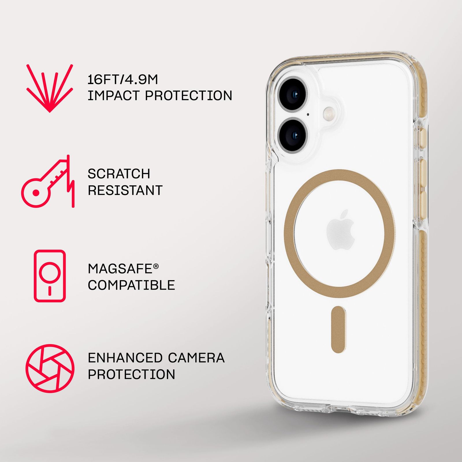 Tech21 EvoCrystal iPhone 16用 MagSafe対応 - 衝撃保護ケース 15x