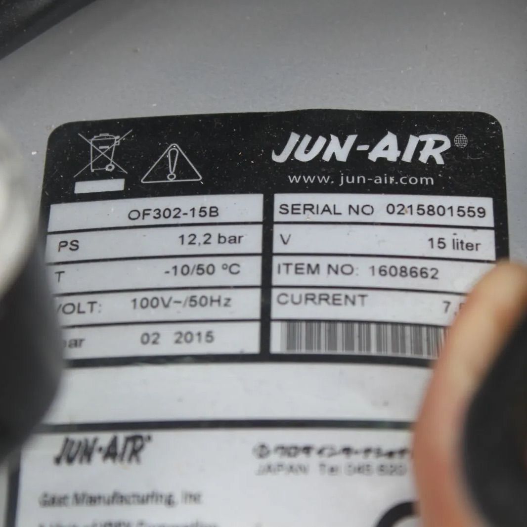  コンプレッサー オイルレス JUN-AIR OF 302-15 B 15 L コンプレッサー エアーツール