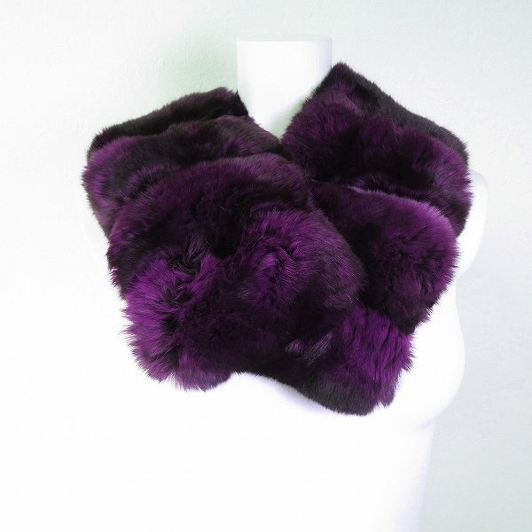#we ワオスクチュール whaos COUTURE マフラー ファー 毛皮 ティペット チンチラ 紫系 黒 レディース [798307] k01