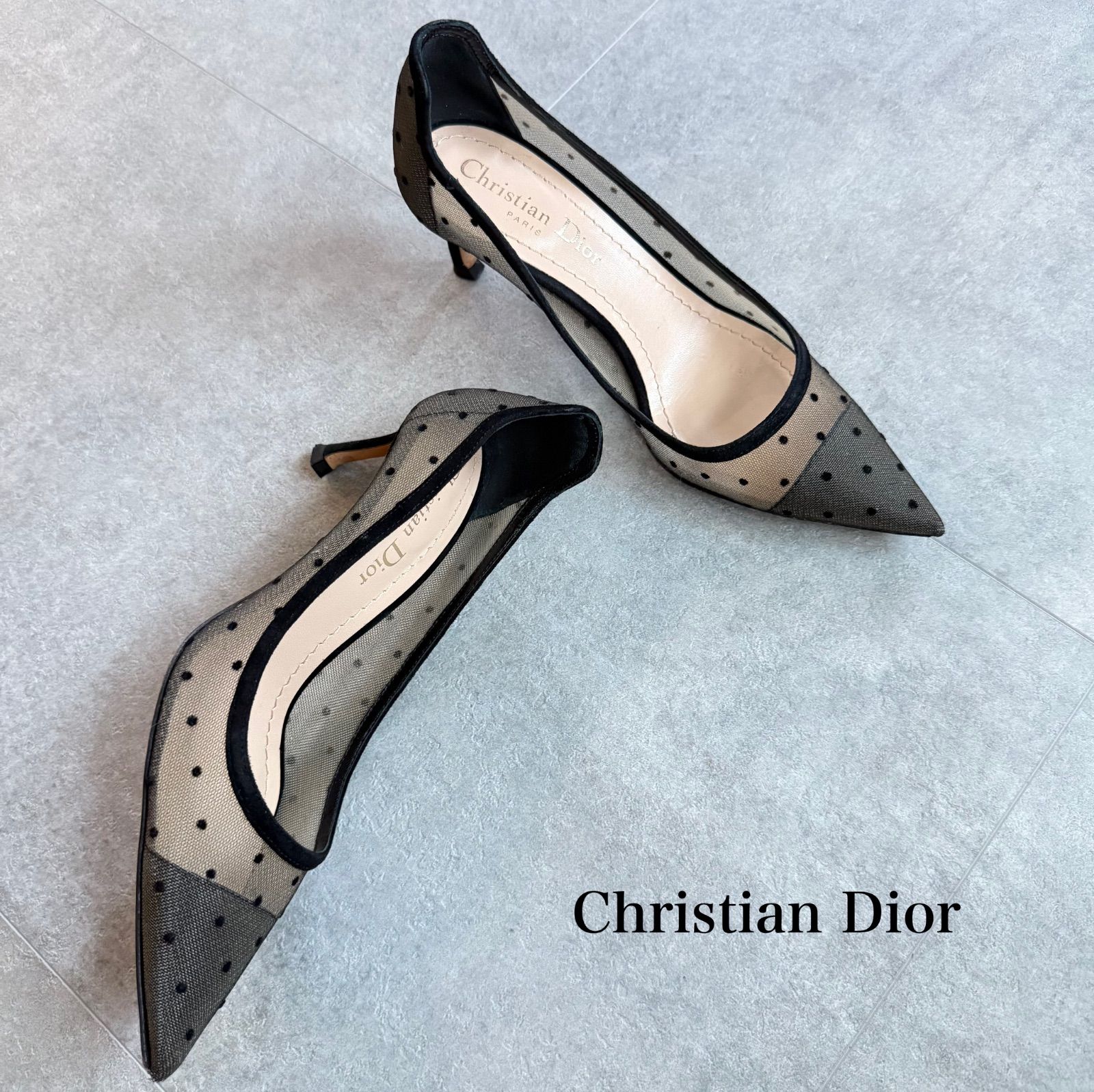 Christian Dior クリスチャンディオール ドットチュール パンプス ブラック 黒 35 D レディースシューズ 22 cm