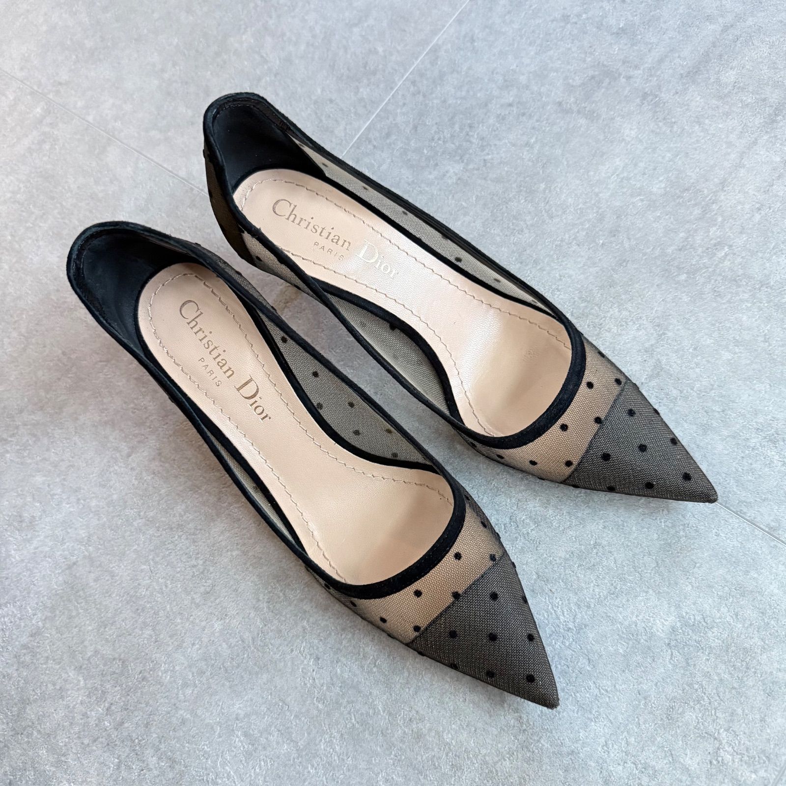 Christian Dior クリスチャンディオール ドットチュール パンプス ブラック 黒 35 D レディースシューズ 22 cm