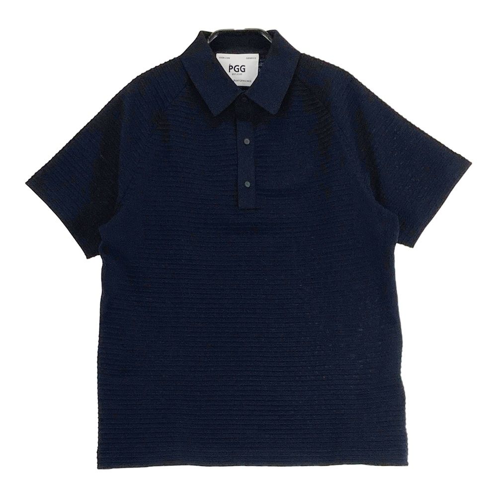 サイズ 1 PGG PEARLY GATES パーリーゲイツ モデル 半袖 リブニットポロシャツ ネイビー系 ゴルフウェア レディース ストスト