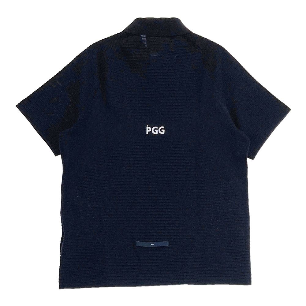 サイズ 1 PGG PEARLY GATES パーリーゲイツ モデル 半袖 リブニットポロシャツ ネイビー系 ゴルフウェア レディース ストスト
