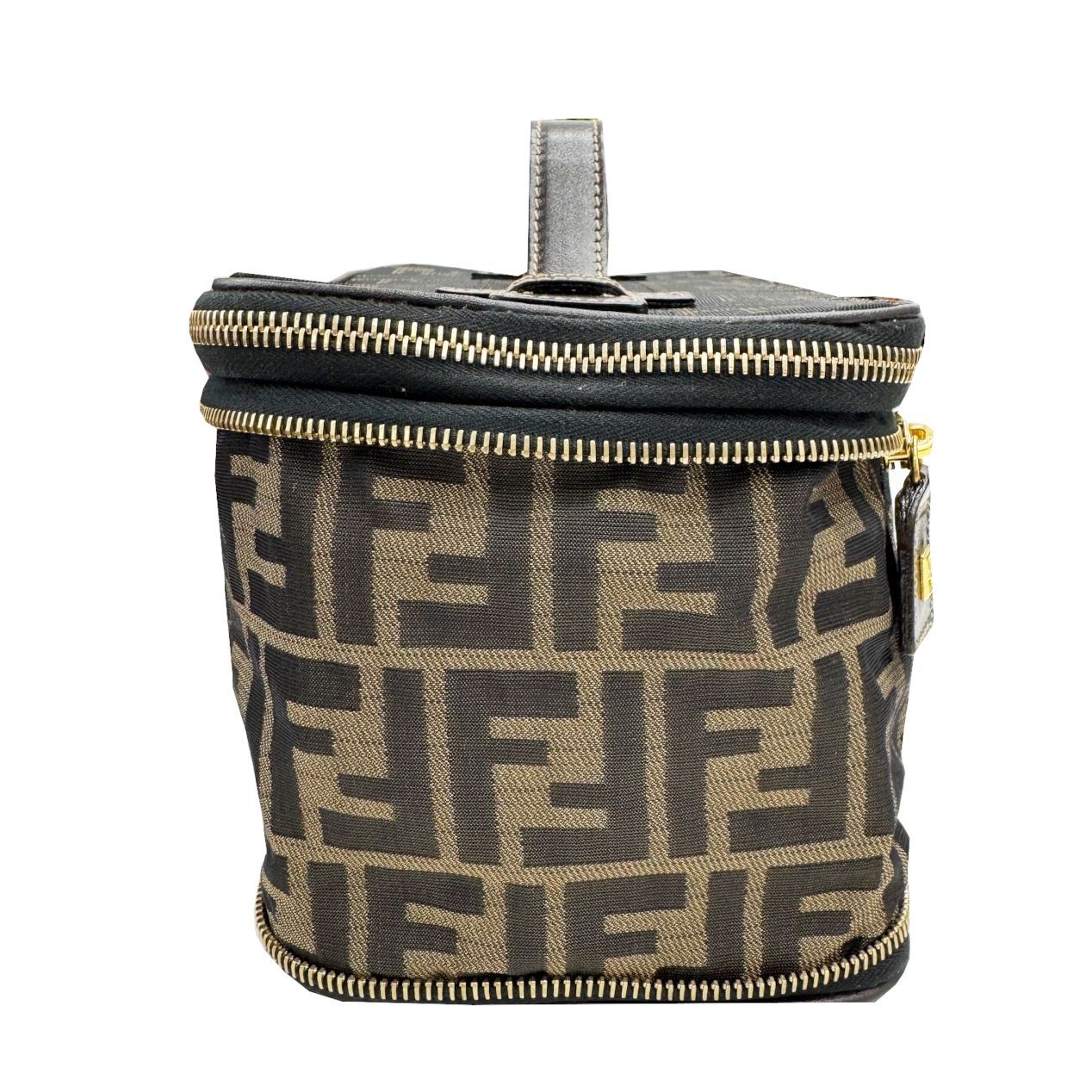 FENDI フェンディ ズッカ バニティバッグ 折りたたみ ナイロン レザー