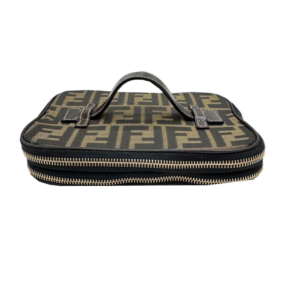 FENDI フェンディ ズッカ バニティバッグ 折りたたみ ナイロン レザー