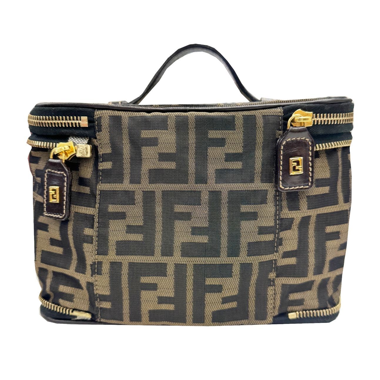 FENDI フェンディ ズッカ バニティバッグ 折りたたみ ナイロン レザー