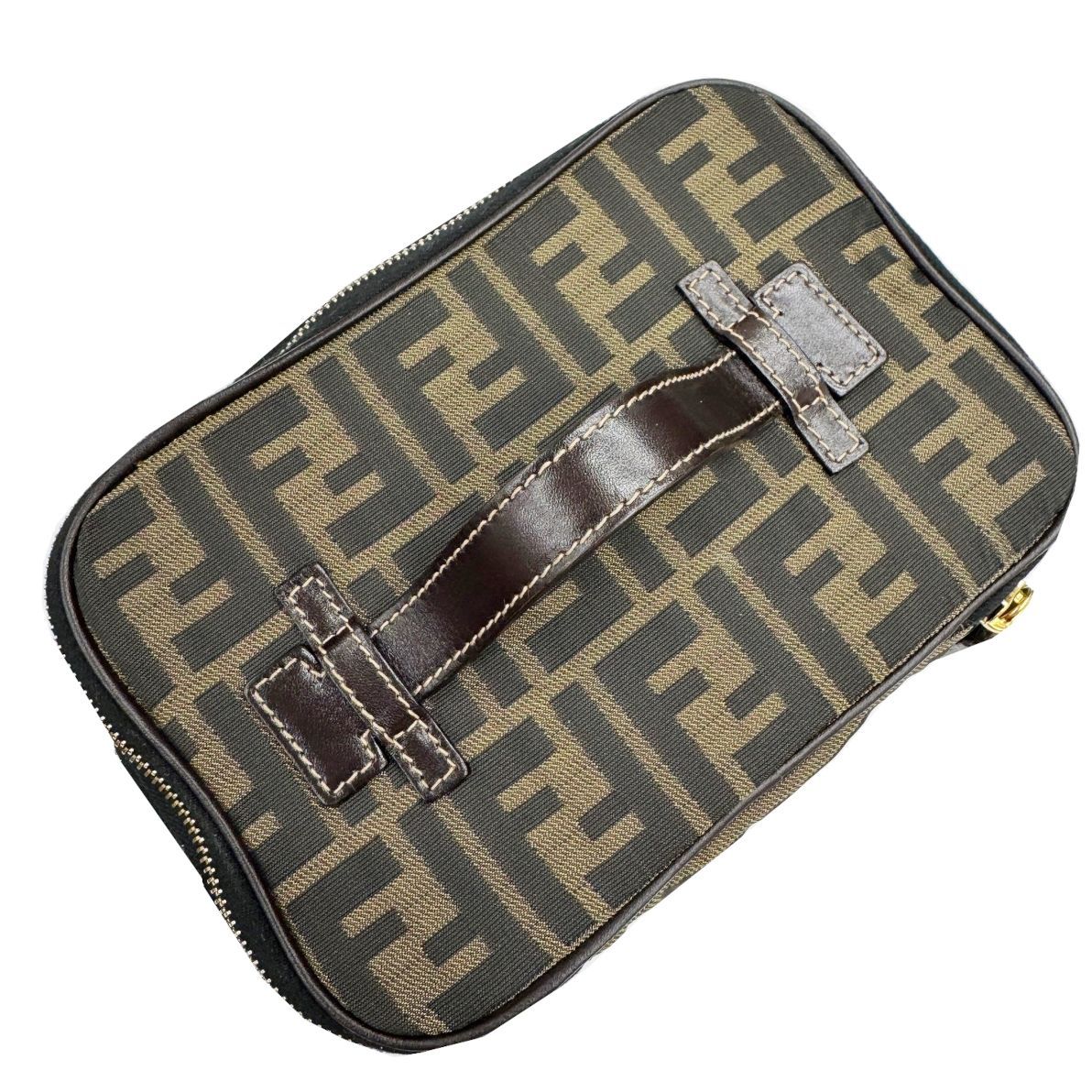 FENDI フェンディ ズッカ バニティバッグ 折りたたみ ナイロン レザー