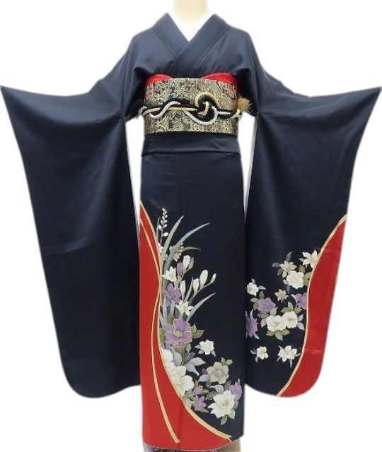 百華❀Y4072◇美品未着用 正絹 金駒刺繡 蘭 牡丹 蝶 仕付け糸付 手縫い