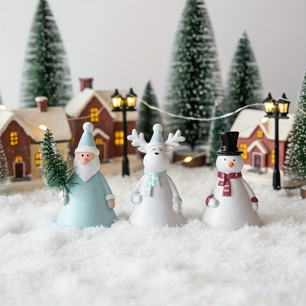 クリスマス オブジェ 置物 サンタクロース 雪だるま トナカイ 3個セット ミニサイズ ガーデンオーナメント インテリア インテリア雑貨 室内 寝室 玄関 クリスマスデコレーション 庭 ガーデニング プレゼント ギフト 樹脂 クリスマス装飾 棚装飾