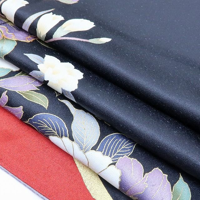 百華❀Y4072◇美品未着用 正絹 金駒刺繡 蘭 牡丹 蝶 仕付け糸付 手縫い