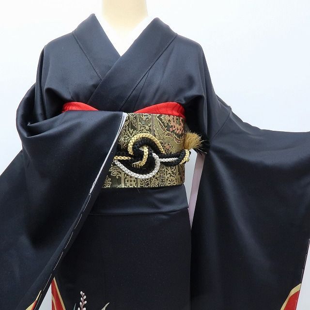 百華❀Y4072◇美品未着用 正絹 金駒刺繡 蘭 牡丹 蝶 仕付け糸付 手縫い