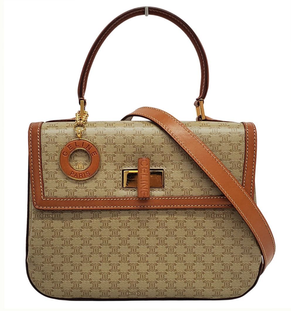 CELINE マカダム　2way ハンドバッグ D3012◇ほぼ未使用【CELINE セリーヌ】マカダム ターンロック 2way