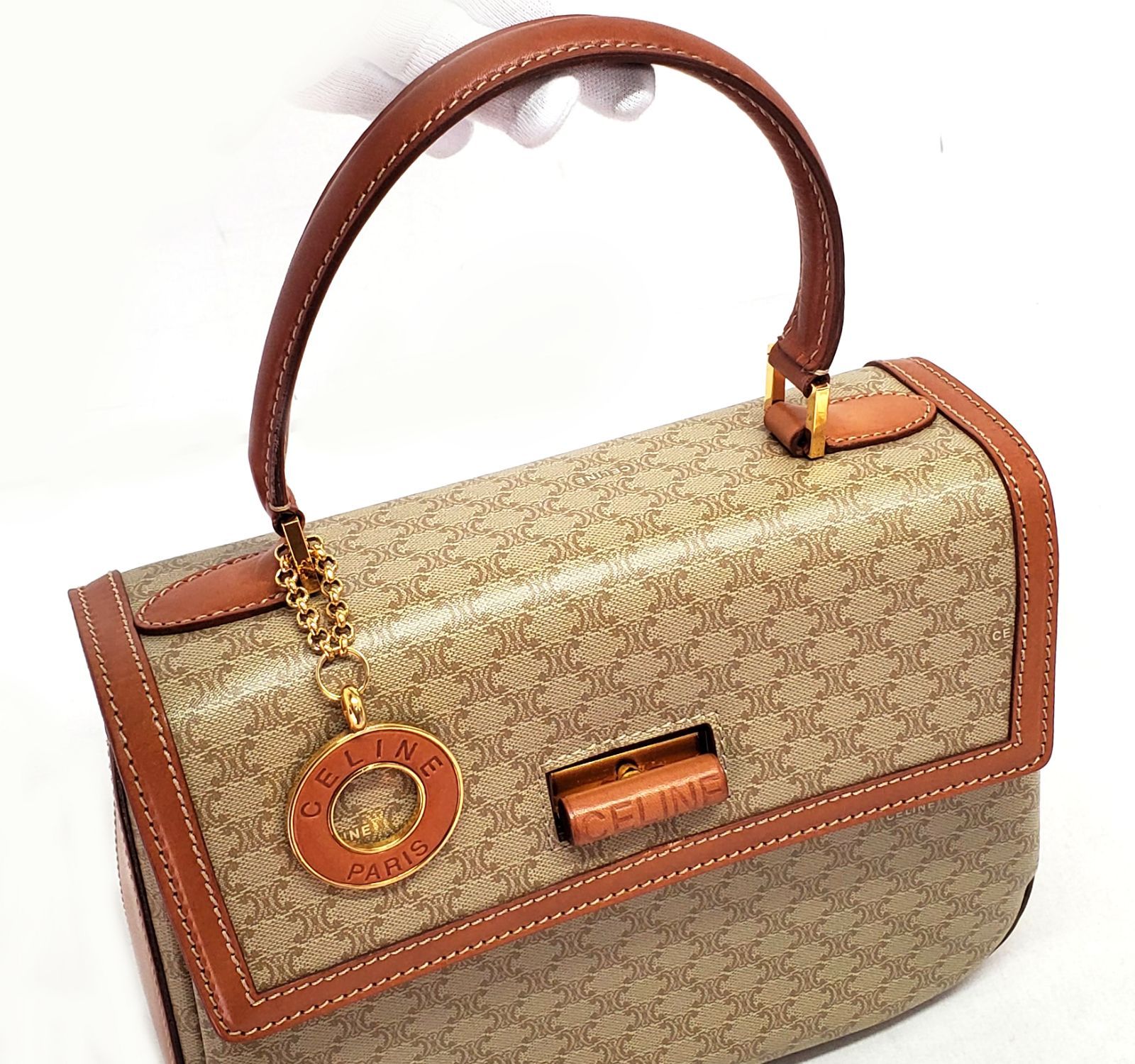 D3012◇ほぼ未使用【CELINE セリーヌ】マカダム ターンロック 2way