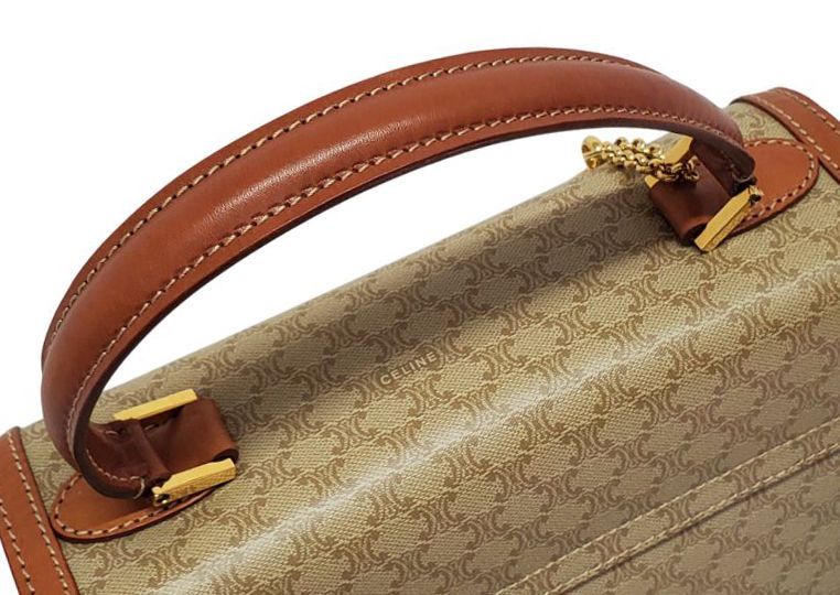 CELINEセリーヌ　ヴィンテージ　マカダム　サークルロゴ　ターンロック2WAY D3012◇ほぼ未使用【CELINE セリーヌ】マカダム ターンロック 2way