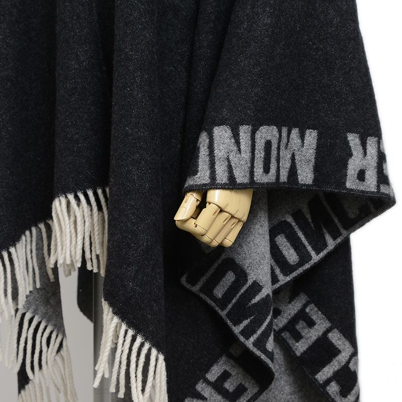 モンクレール MANTELLA ポンチョ ウール混 グレー レディース - メルカリ