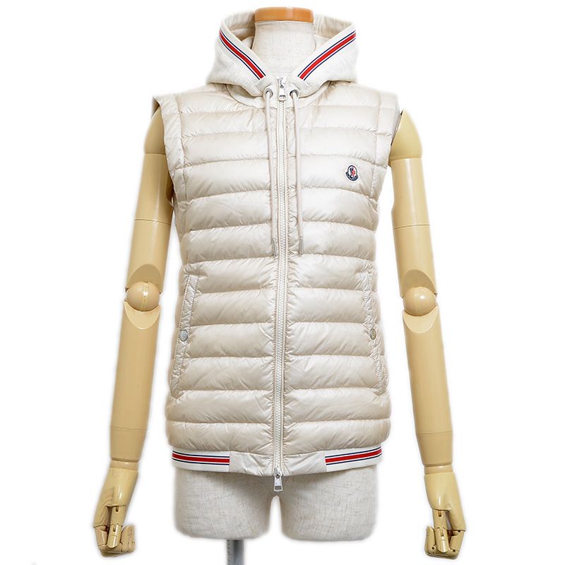 モンクレール MAGLIA GILET ダウンベスト アイボリー レディース S
