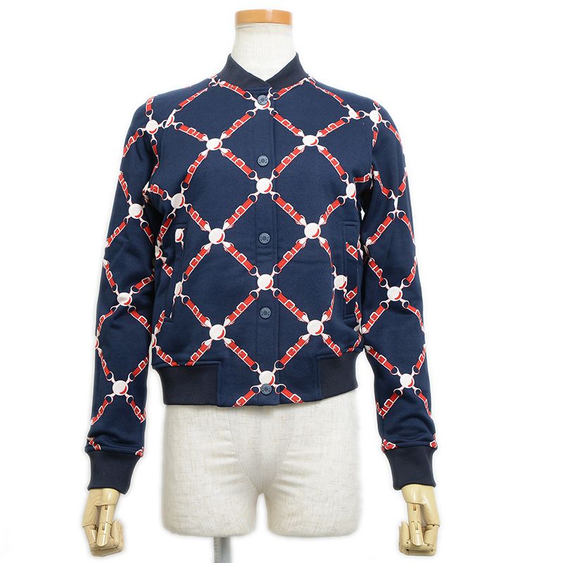 未使用品✨HERMES エルメス ブルゾン グラン・トゥラララ サイズ38 絹 エルメス グラン トゥラララ ブルゾン コットン ネイビー レディース