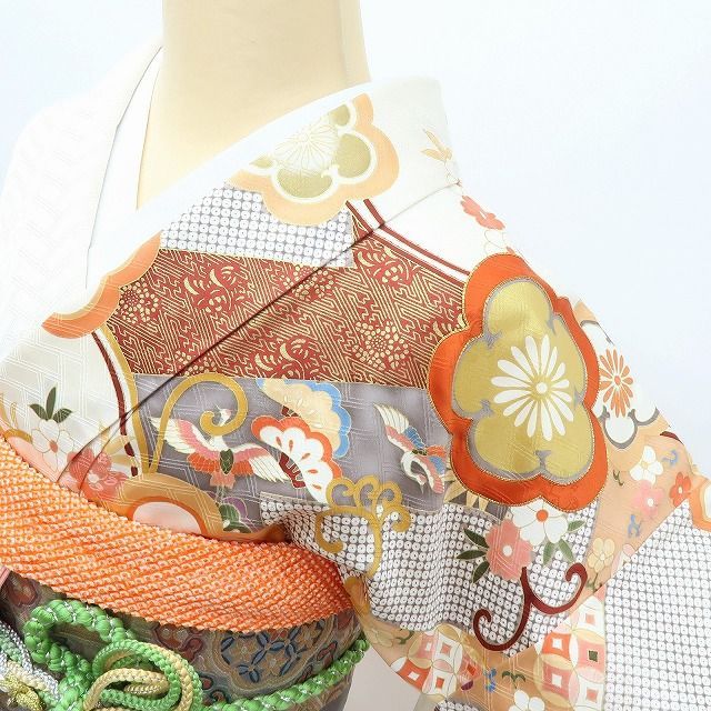 百華❀Y4074◇正絹 吾妻徳穂落款 作家物 金駒刺繡 手縫い仕立て 成人式