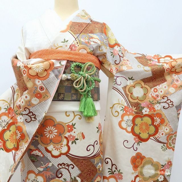 百華❀Y4074◇正絹 吾妻徳穂落款 作家物 金駒刺繡 手縫い仕立て 成人式