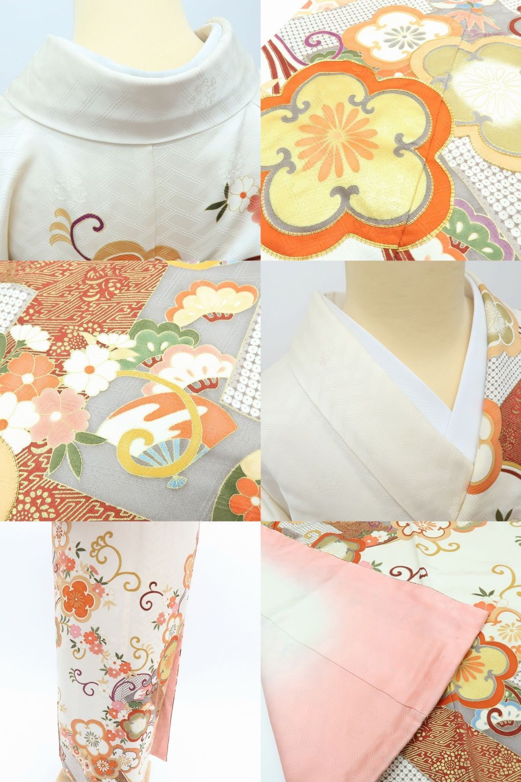 百華❀Y4074◇正絹 吾妻徳穂落款 作家物 金駒刺繡 手縫い仕立て 成人式