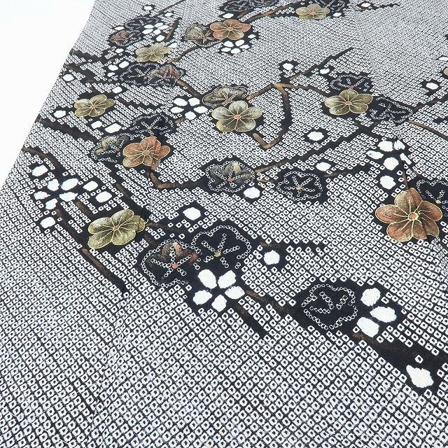 百華❀Y4075◇未着用 正絹 さが美謹製 総絞り 梅 仕付け糸付 手縫い