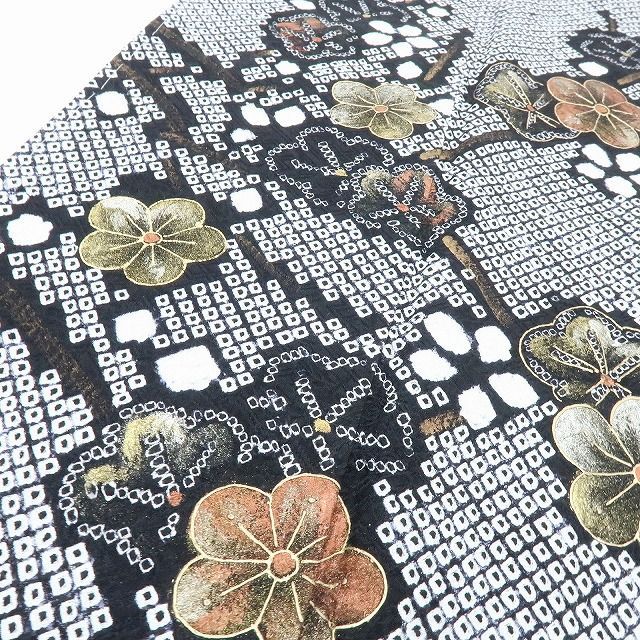 百華❀Y4075◇未着用 正絹 さが美謹製 総絞り 梅 仕付け糸付 手縫い