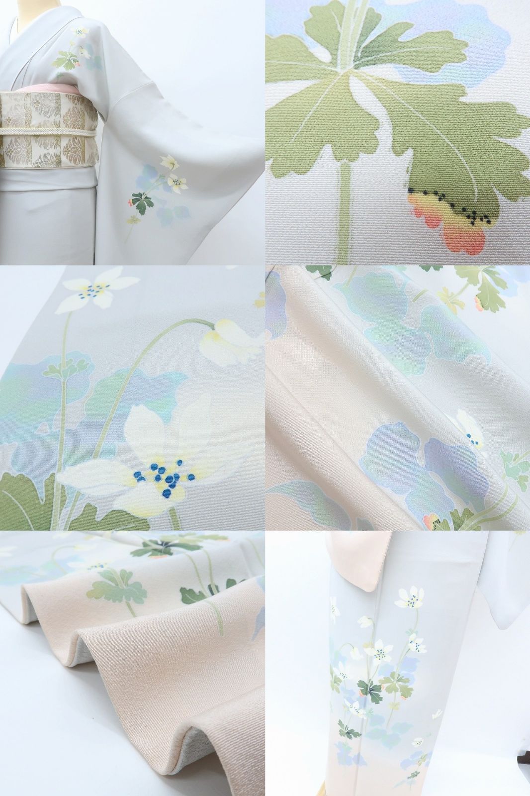 ｍ2089＊美品 正絹 作家物落款 手描き友禅 手縫い仕立て 訪問着 百華❀Y4076◇美品 正絹 作家物落款 手描き友禅 手縫い仕立て スミレ