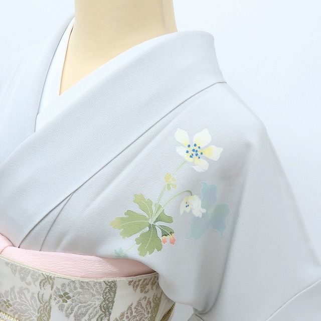 百華❀Y4076◇美品 正絹 作家物落款 手描き友禅 手縫い仕立て スミレ