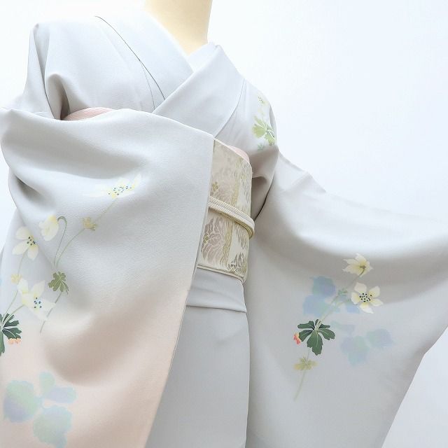 百華❀Y4076◇美品 正絹 作家物落款 手描き友禅 手縫い仕立て スミレ