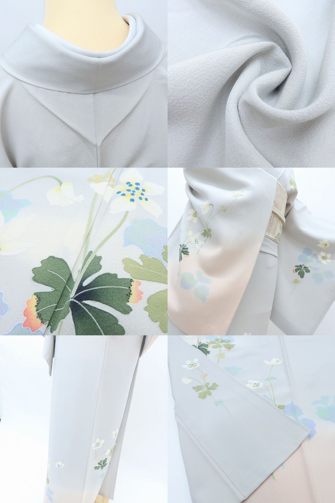 百華❀Y4076◇美品 正絹 作家物落款 手描き友禅 手縫い仕立て スミレ