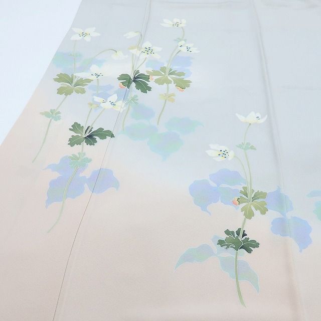 百華❀Y4076◇美品 正絹 作家物落款 手描き友禅 手縫い仕立て スミレ