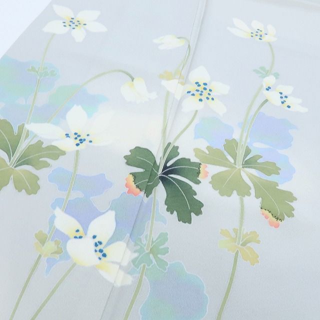 百華❀Y4076◇美品 正絹 作家物落款 手描き友禅 手縫い仕立て スミレ