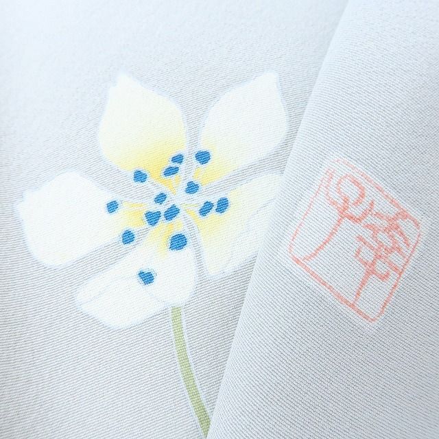 百華❀Y4076◇美品 正絹 作家物落款 手描き友禅 手縫い仕立て スミレ
