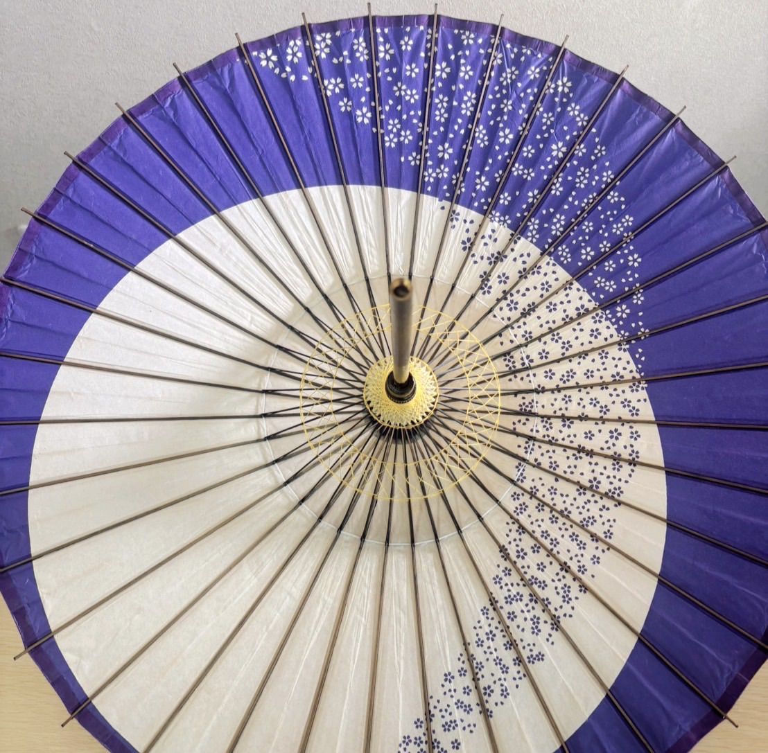 和傘 蛇の目傘 舞踊用 青 白 桜柄 日本舞踊 演劇 撮影小物