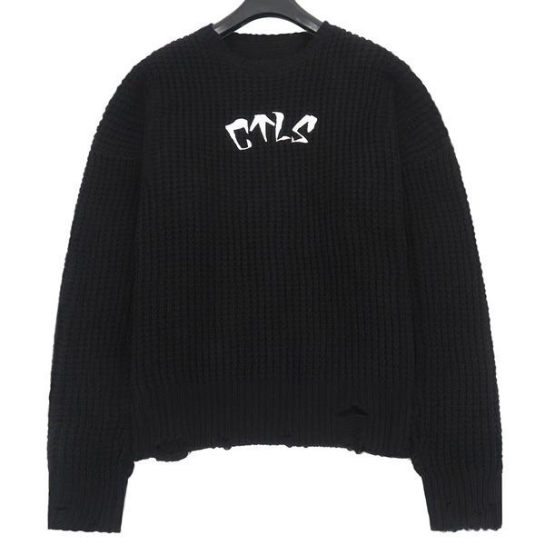 ほぼ未使用】CVTVLIST カタリスト クラッシュ加工 ロゴ刺繍 ニット
