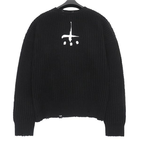 ほぼ未使用】CVTVLIST カタリスト クラッシュ加工 ロゴ刺繍 ニット