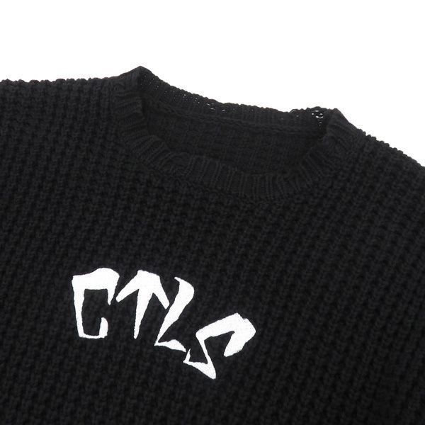 ほぼ未使用】CVTVLIST カタリスト クラッシュ加工 ロゴ刺繍 ニット