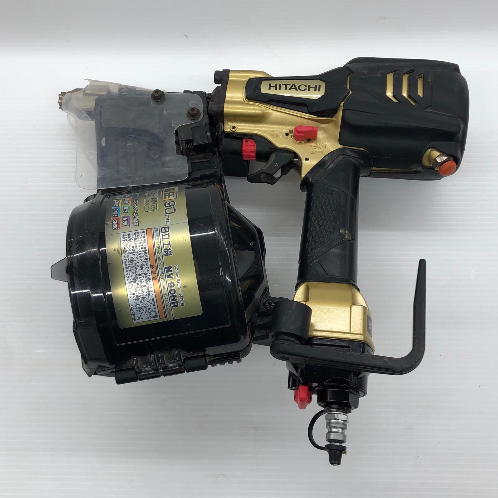 ДДHITACHI 日立 エア釘打ち 90 MM ケース付 NV HR ブラック×ゴールド