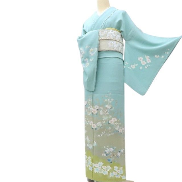 百華❀Y4077◇正絹 丹後ちりめん 縫い一つ紋 手縫い仕立て 訪問着 着物